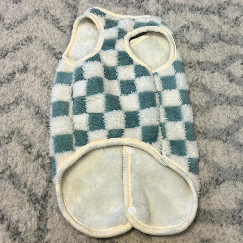 Cozy Checkered Pet Vest - Blue and White